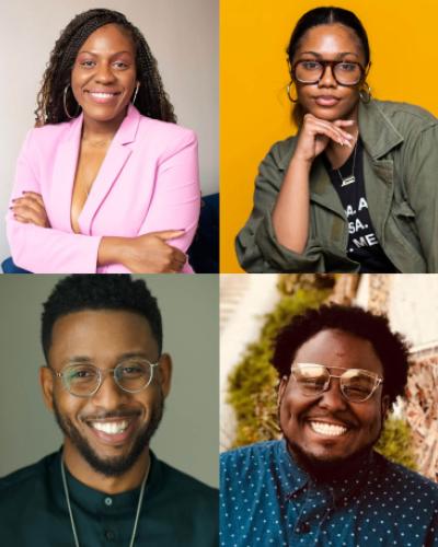 Headshots clockwise from top left: Tyler Young, Maura Chanz, Bryant Lydell, and Duran Jones